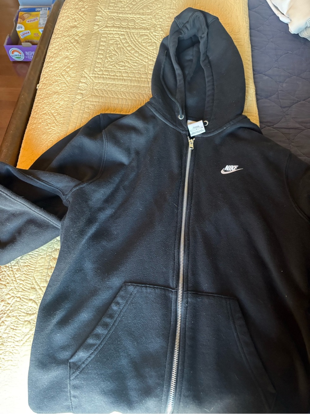 Nike Men’s Black Zip-Up Hoodie with White Logo